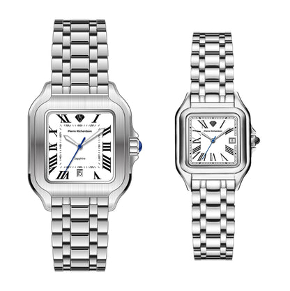 סט שעונים מלבני זוגי Pierre Richardson Pr8701 + Pr1101