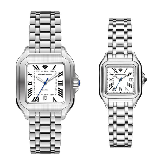 סט שעונים מלבני זוגי Pierre Richardson Pr8701 + Pr1101
