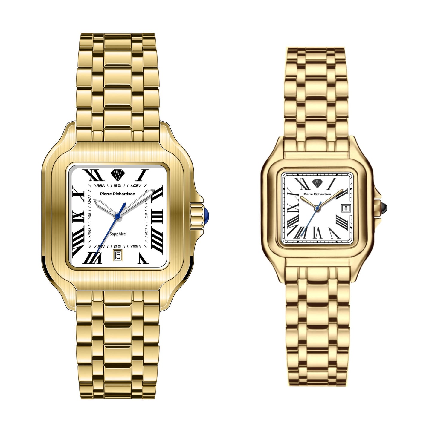 סט שעונים מלבני זוגי Pierre Richardson Pr8702 + Pr1102