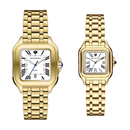 סט שעונים מלבני זוגי Pierre Richardson Pr8702 + Pr1102