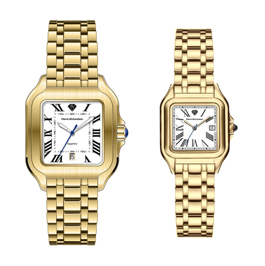 סט שעונים מלבני זוגי Pierre Richardson Pr8702 + Pr1102